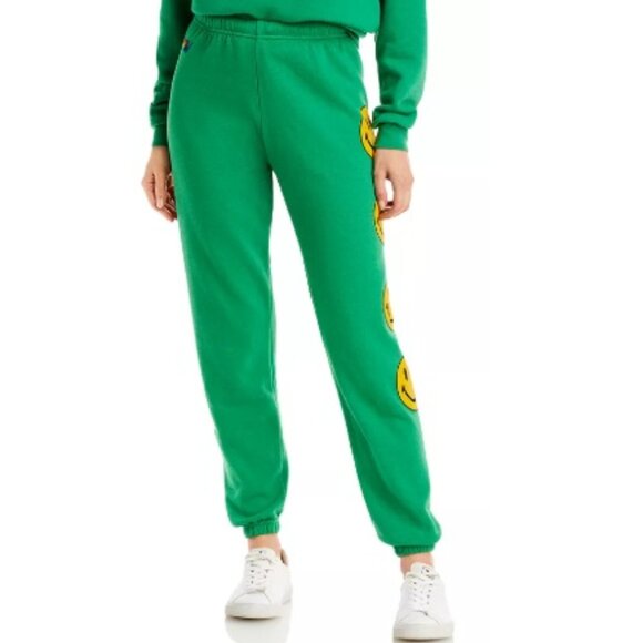 Aviator Nation Smiley Sweatpants, Kelly Green | Size Small - Picture 3 of 9